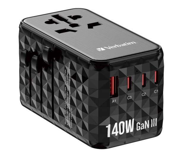 Verbatim Uniwersalny adapter podróżny UTA-10 GaN III USB-C PD 140W QC - 1277156 - zdjęcie